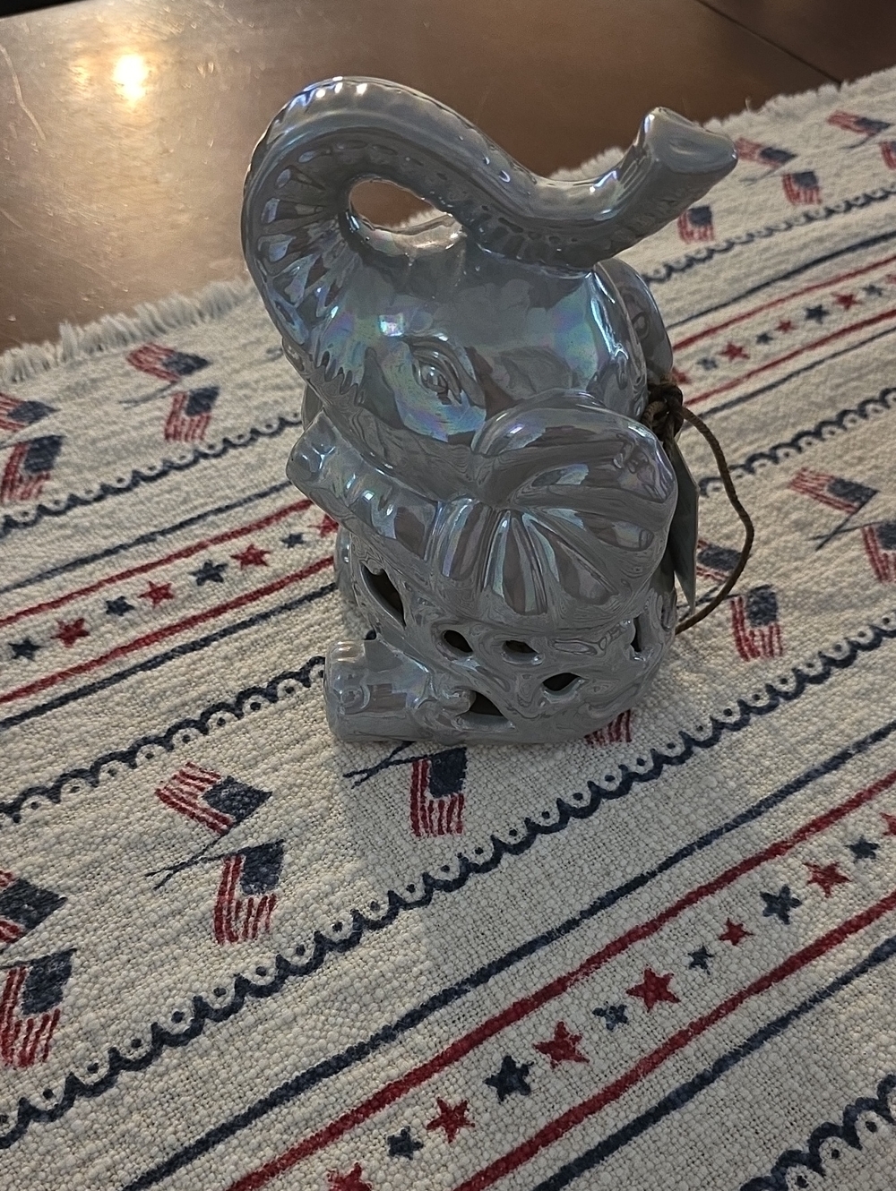 Iridescent Gray Elephant Ceramic Accent - Home Accents